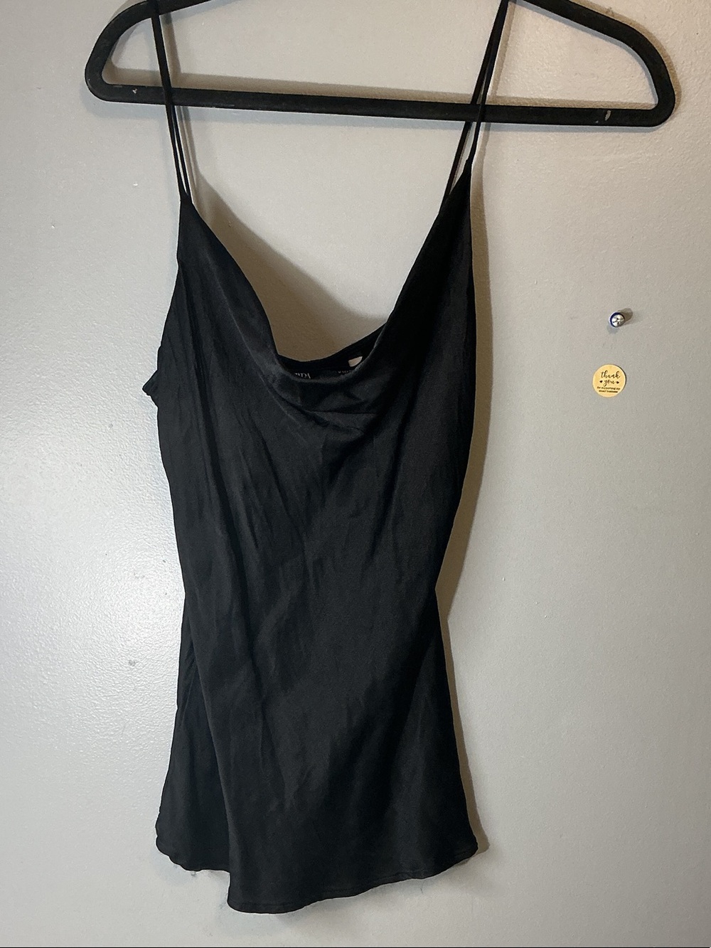 Zara Black Satin Cowl Camisole with Spaghetti Straps